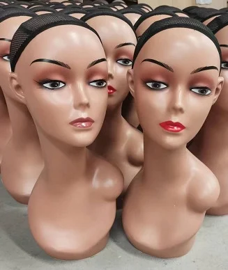 mannequin Head Bald Wig Display Stand Afro mannequin Shoulder and Bust Realistic Female Body Women PE Maternity mannequin  Head