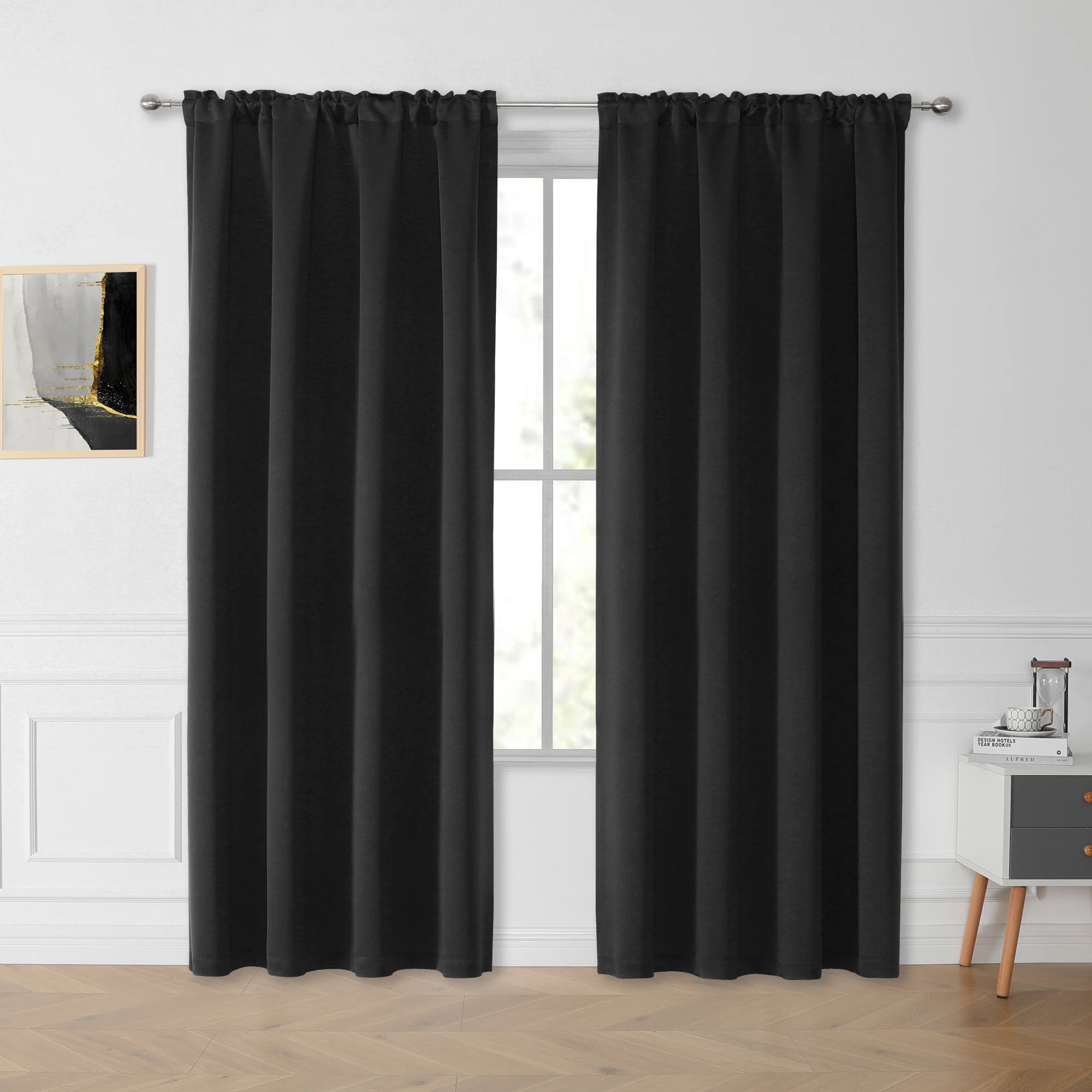 Blackout Curtains for Living Room Noise Reducing Light Blocking Thermal Insulated Drapes Made by 235GSM Triple Weave Fabric
