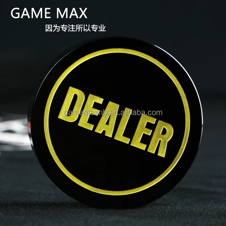 Deluxe Jumbo Black Crystal Dealer Button