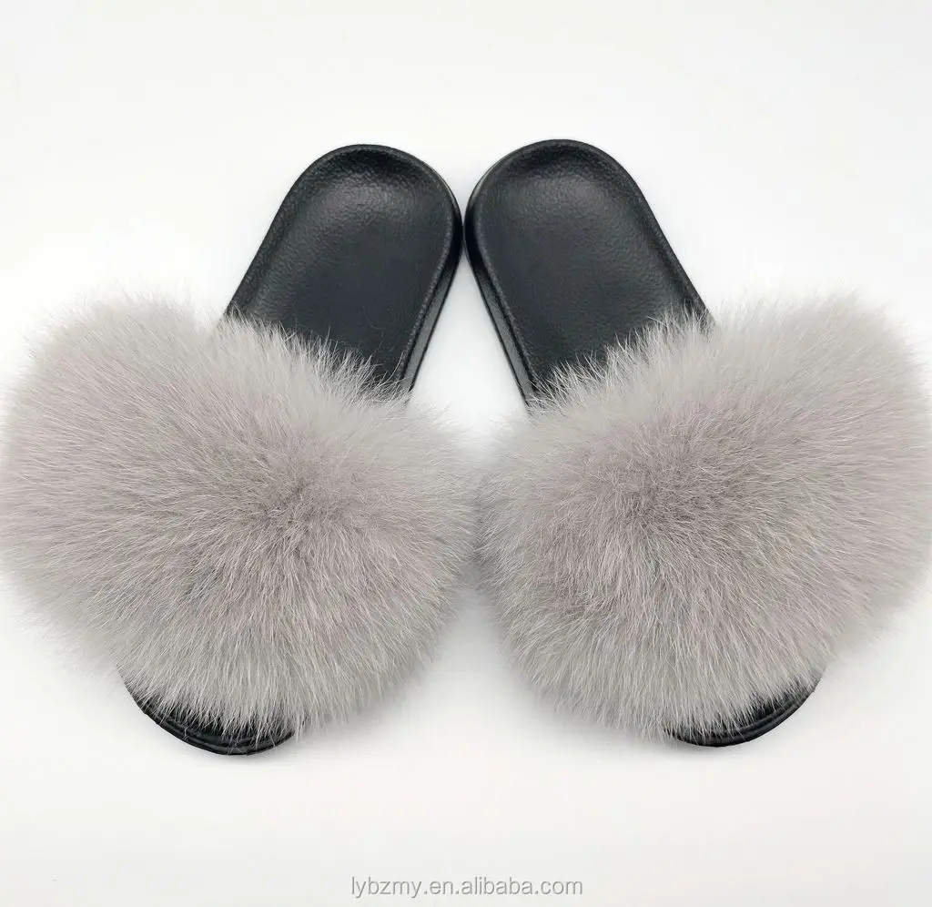 
Wholesale ladies fur slippers warm fluffy slippers fox 