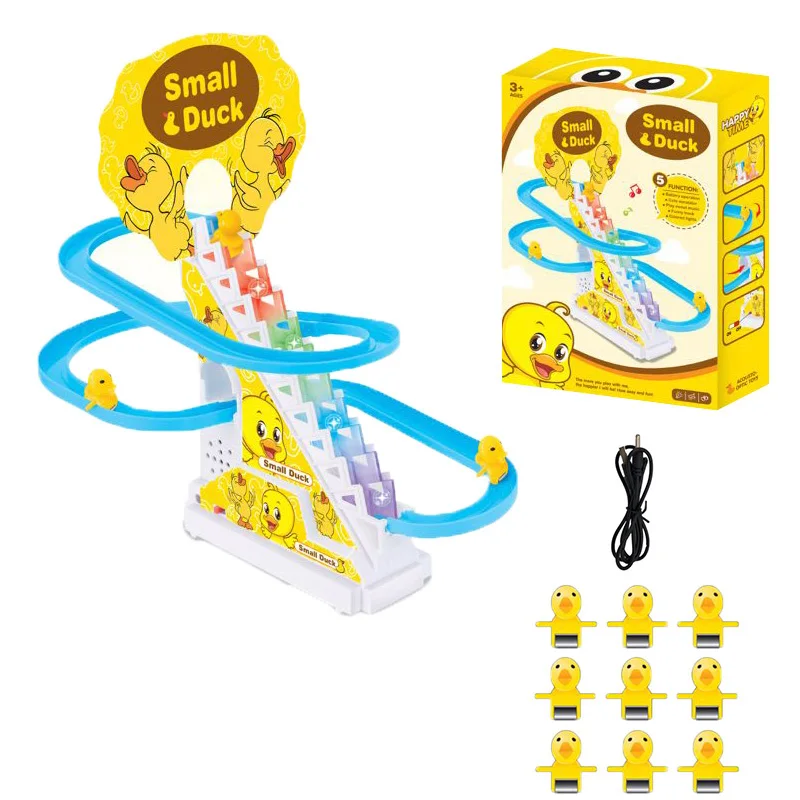 Оптовая продажа с фабрики пластиковая утка лестница слайд скалолазание трек игрушка питанием от USB 3 6 9 шт. уток мигающие огни и музыкальные игрушки