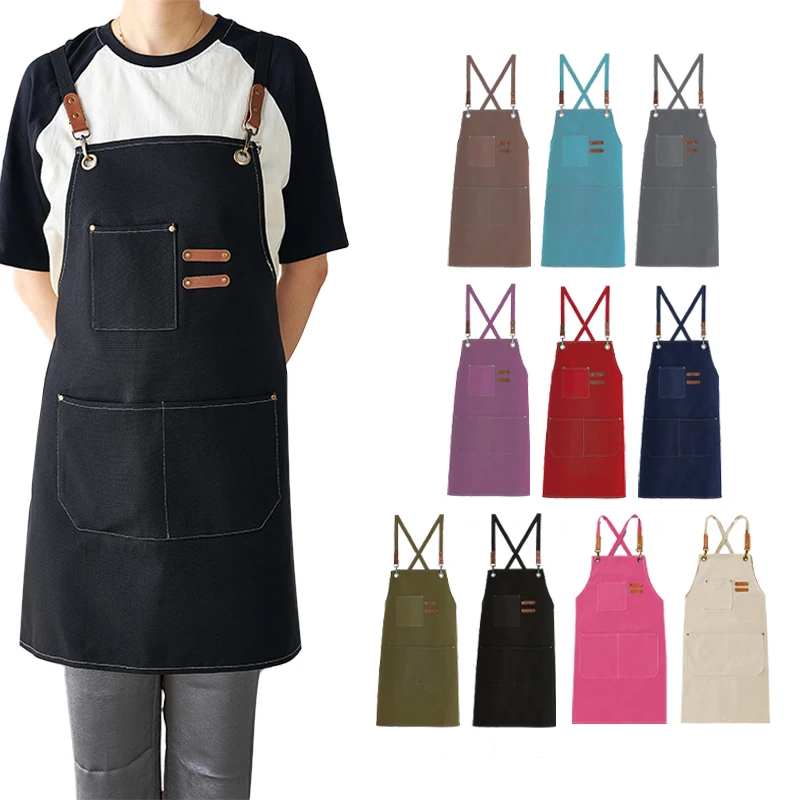 Настраиваемый логотип сверхмощный Мужской рабочий нагрудник фартук многоразовый ресторанный холщовый инструмент для работы флорист Сад Стильный фартук