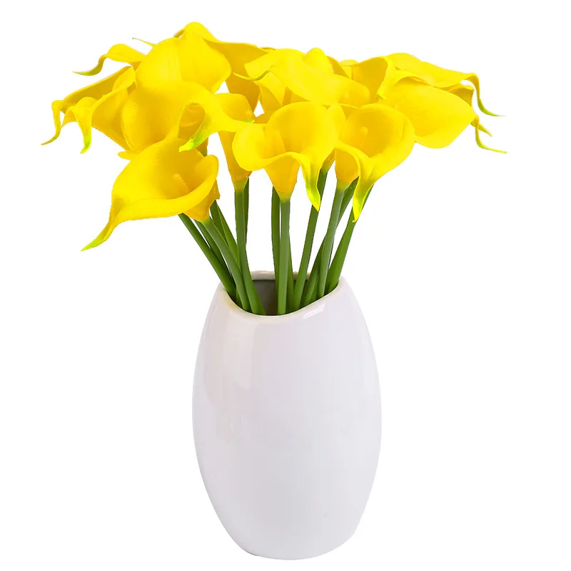 Wholesale Artificial Flowers High Quality Home Decoration Plants Soft Color PU Real Touch Plastic Faux Calla Lily
