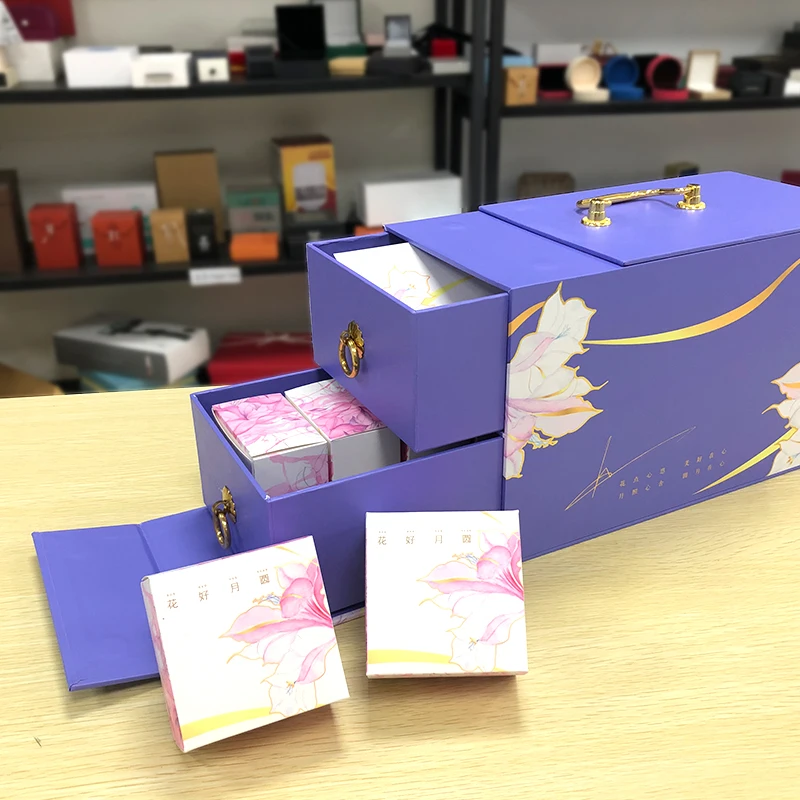 Класса люкс ручной работы изготавливаемая на заказ середины осени фестиваль подарок конфет коробки пакет комплект дизайнерской одежды из 2 слоя выдвижного ящика упаковка коробка с ручкой