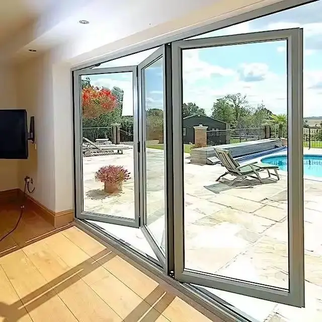 Factory Customized Waterproof Aluminum Glass Bifold Patio Sliding Bi Folding Doors
