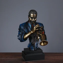 Modern Color Painted Resin Art Home Decor Musician Sax Player Bronze Bust Statues Table decor ornament