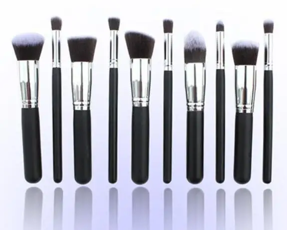 hot sell 10pcs black  Blush bronzing tt edge bh oval cosmetics brush kit