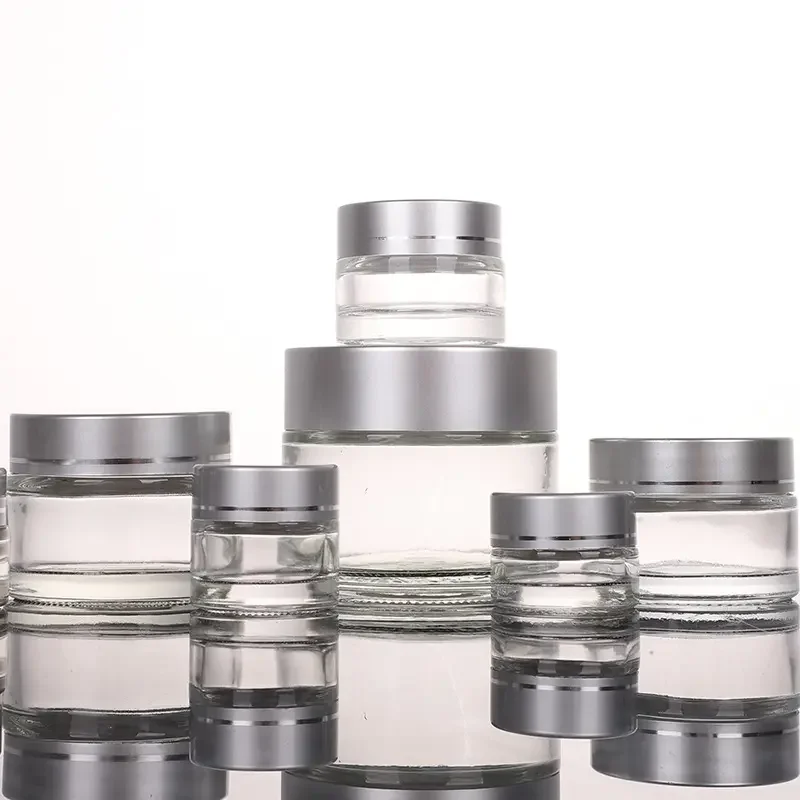 10g 20g 2oz 30 ml 50g 2 oz Luxury Face Cosmetic Lotion Containers Custom Empty Frosted Cosmetic Cream Glass Jar with Lids