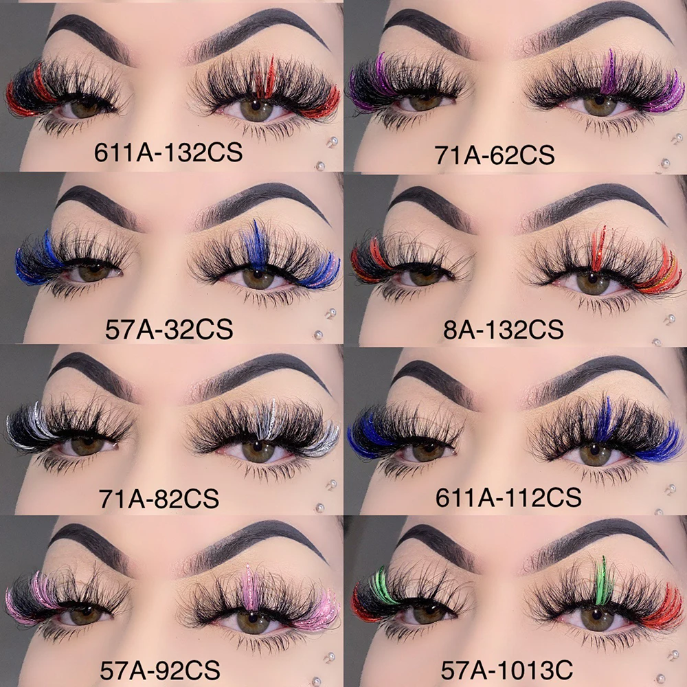 wholesale Eye tail color mink eyelashes real 3d mink eyelashes Colored strip eyelashes Colorful Lashes