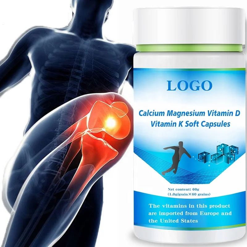 OEM Private Label Healthcare Supplement Calcium Magnesium Vitamin D Vitamin K Soft Capsules Support Bone And Muscle Health