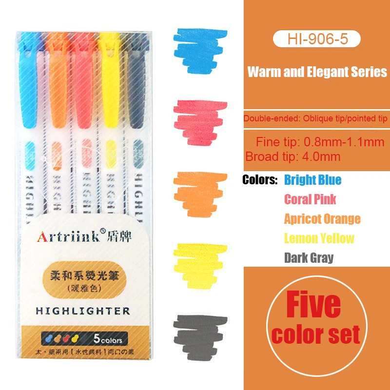 Creative double ended highlighter with high appearance suitable for marking student specific marker sets in an Instagram style