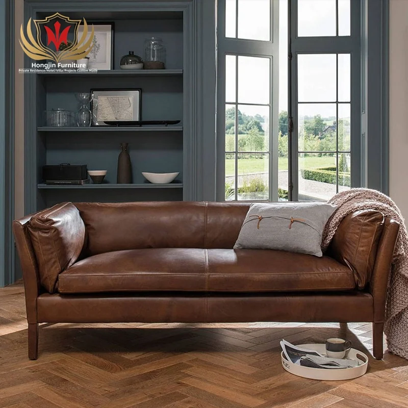 HJ HOME Vintage Sofa Set Sofa Vintage Vintage Leather Sofa
