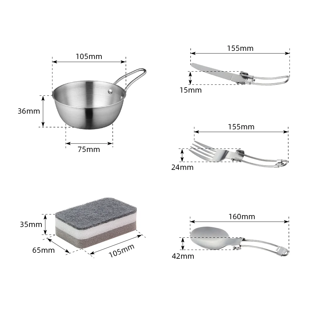 Factory Price Aluminum Mess Kit Outdoor Hiking Camping Cookware Set For 2-3 Persons