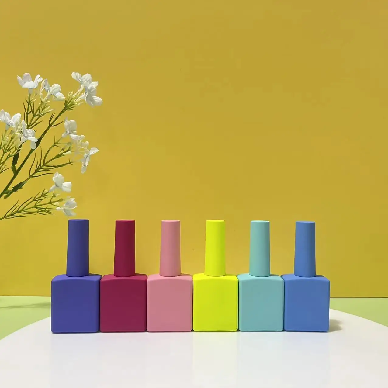 Hot Sale Empty Luxury Rubber Paint Soft Touch Square Glass Nail Polish Bottle Packaging UV Gel Nail Polish  Bottle