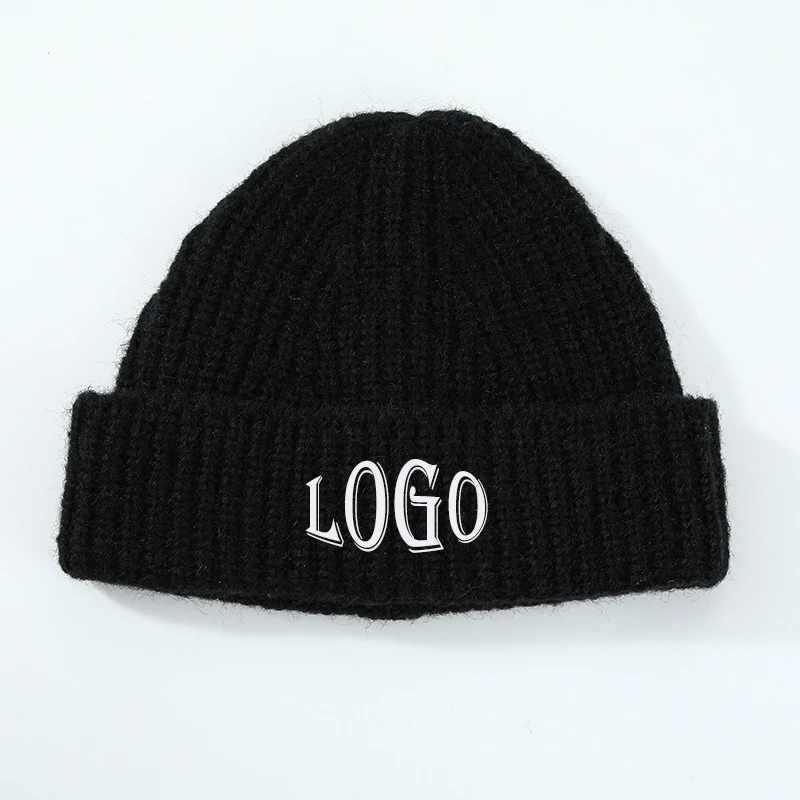 Custom Unisex Knitted Hat With Embroidery Logo Solid Trendy Beanies Popular Warm Hat For Men And Women With Customized Logo