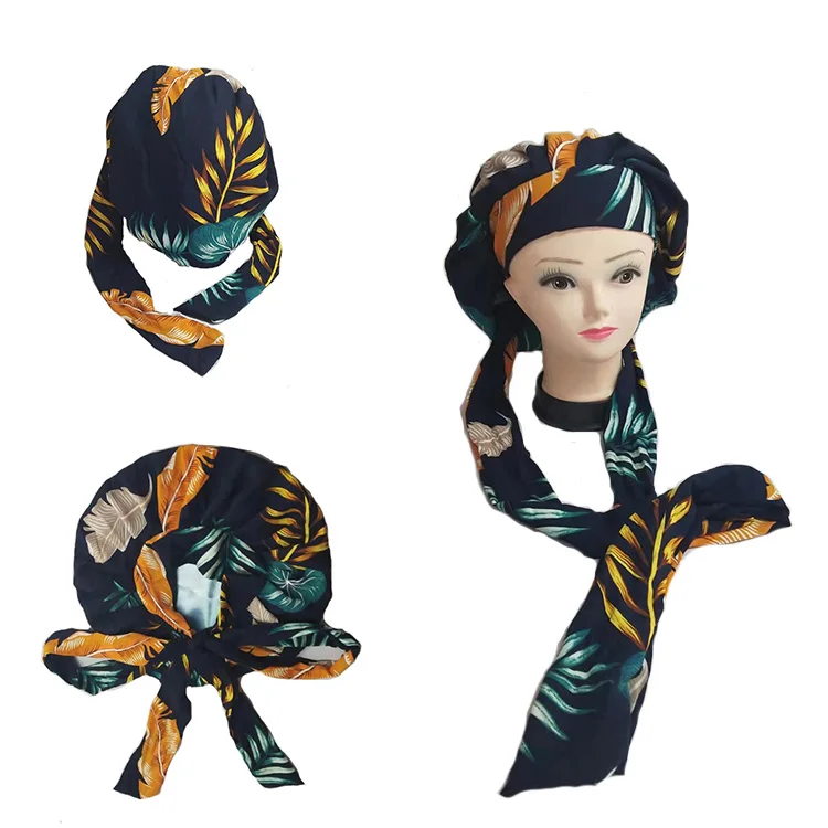 Amazon new fashion long hair bonnet for braids designer sleep hat long wind band for headband sleeping wear cotton satin bonnets