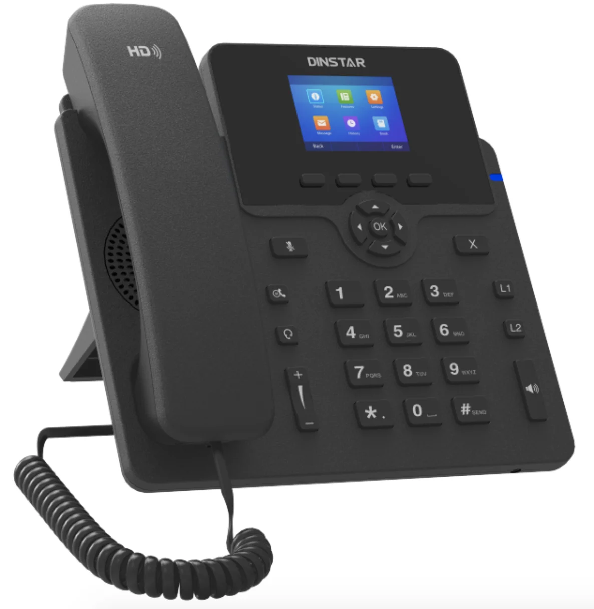 Color Display 2 SIP Account Dinstar SIP Phone With POE