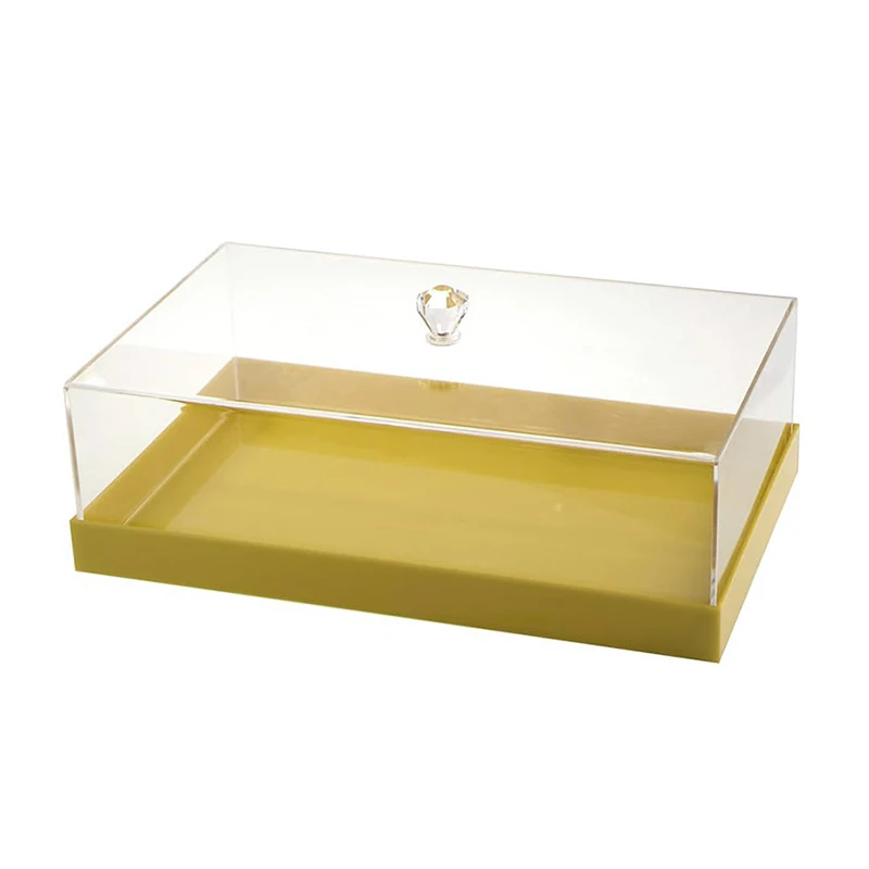 Premium Acrylic Rectangle Serving Tray with Lid Lucite Cake Stand Cake Fruit Serving Tray with Clear Cover