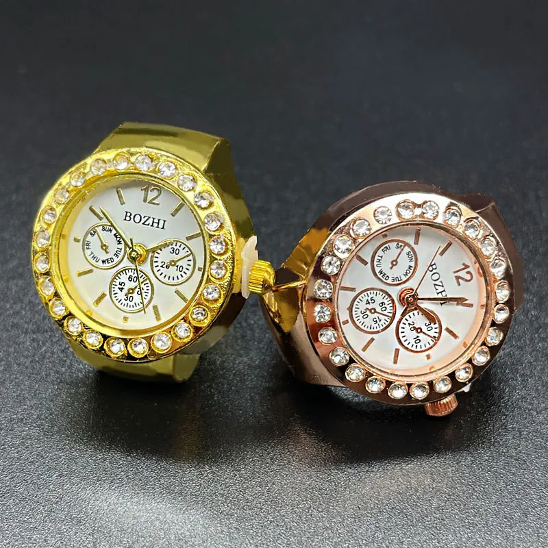 Fashion New Design Unisex Ladies Round Elastic Quartz Finger ring gift for girls luxury watch with ring girl finger