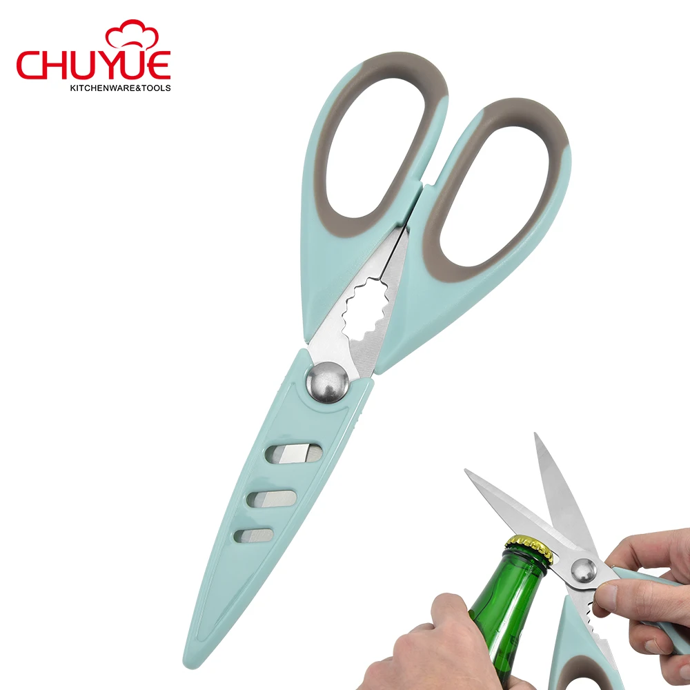 High Quality Stainless Steel Multi-Function Kitchen Shears for Home Kitchen Usage with Blade Shell Cover for Cutting