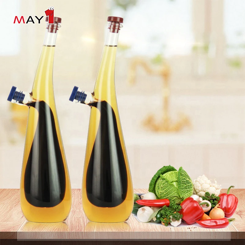 Hot Sale Kitchen Gadgets Storage Glass Vinegar Pot Soy Sauce Container 2 in 1 Oil