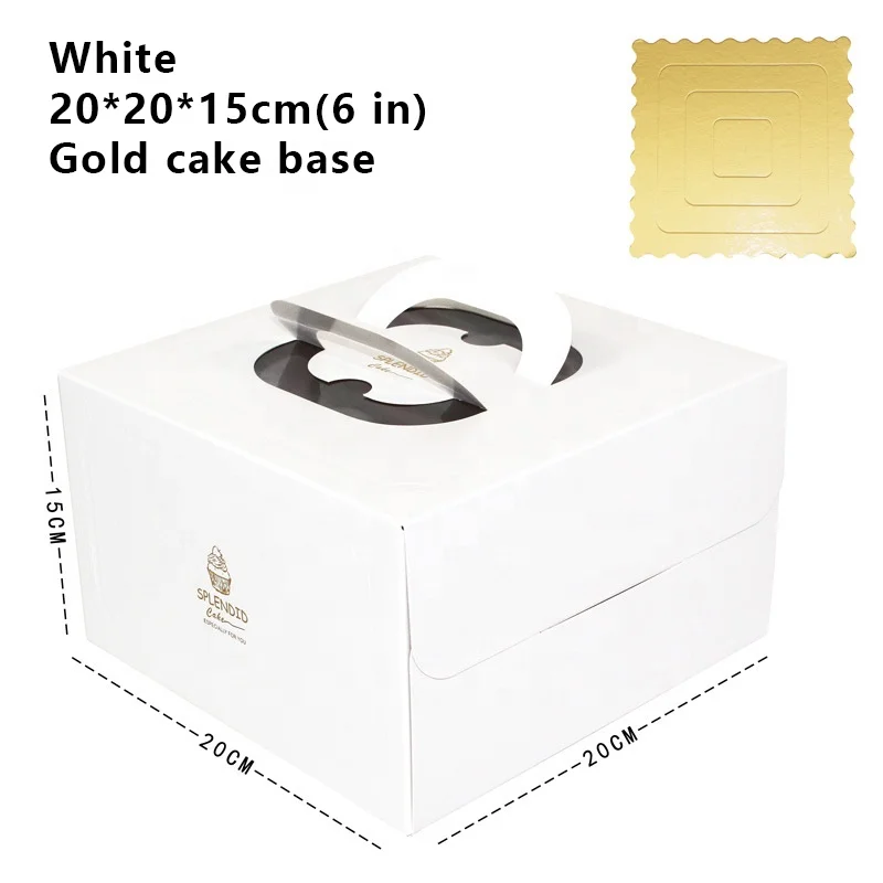Handle Wedding Food Grade Tall Cardboard Window Gift Cake Box Portable Cake Box With Custom Design