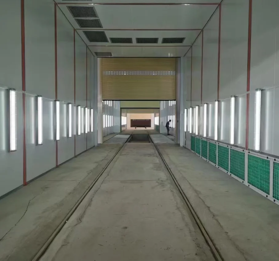 CE approved Italy diesel burner 75mm thickness rock wool panel automatic machine spray paint booth for BUS and trucks