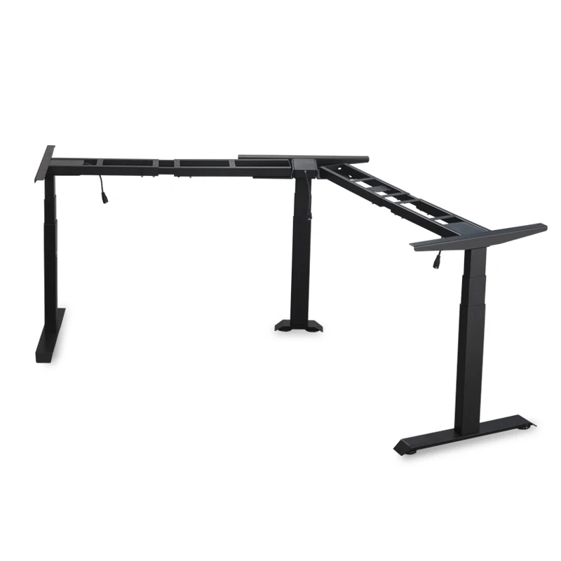 3 Legs electric height adjustable and rotatable office corner desk  L shaped desk office desk  corner