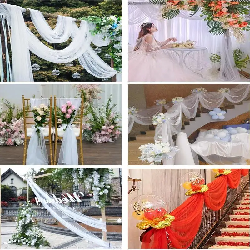 Hot product exquisite customized Multipurpose polyester Anti-crease mesh curtain for Wedding Chairs and Ceiling Decor