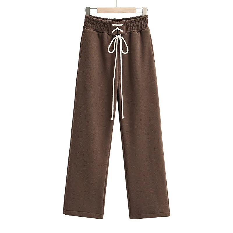 Winter custom black flare wide leg sweat pants joggers mujer pants women fleece cotton mix wide leg pants 2022 Autumn