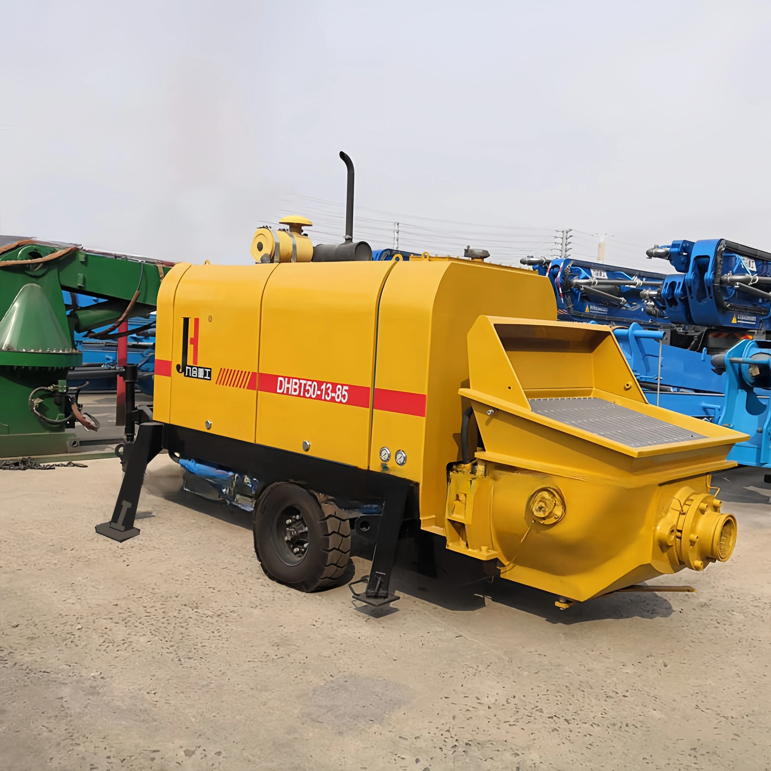 Mobile Small Pumping Machinery Full Hydraulic System Control DHBT50S-13-85 Diesel Driven Fine Stone Concrete Trailer Pump