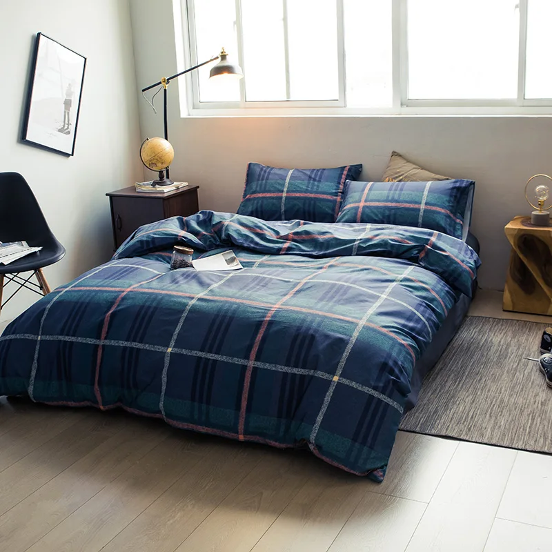 Геометрическая Печать стиль постельные принадлежности комплект 100% хлопок двойной домашний 4 штуки комплект постельного белья