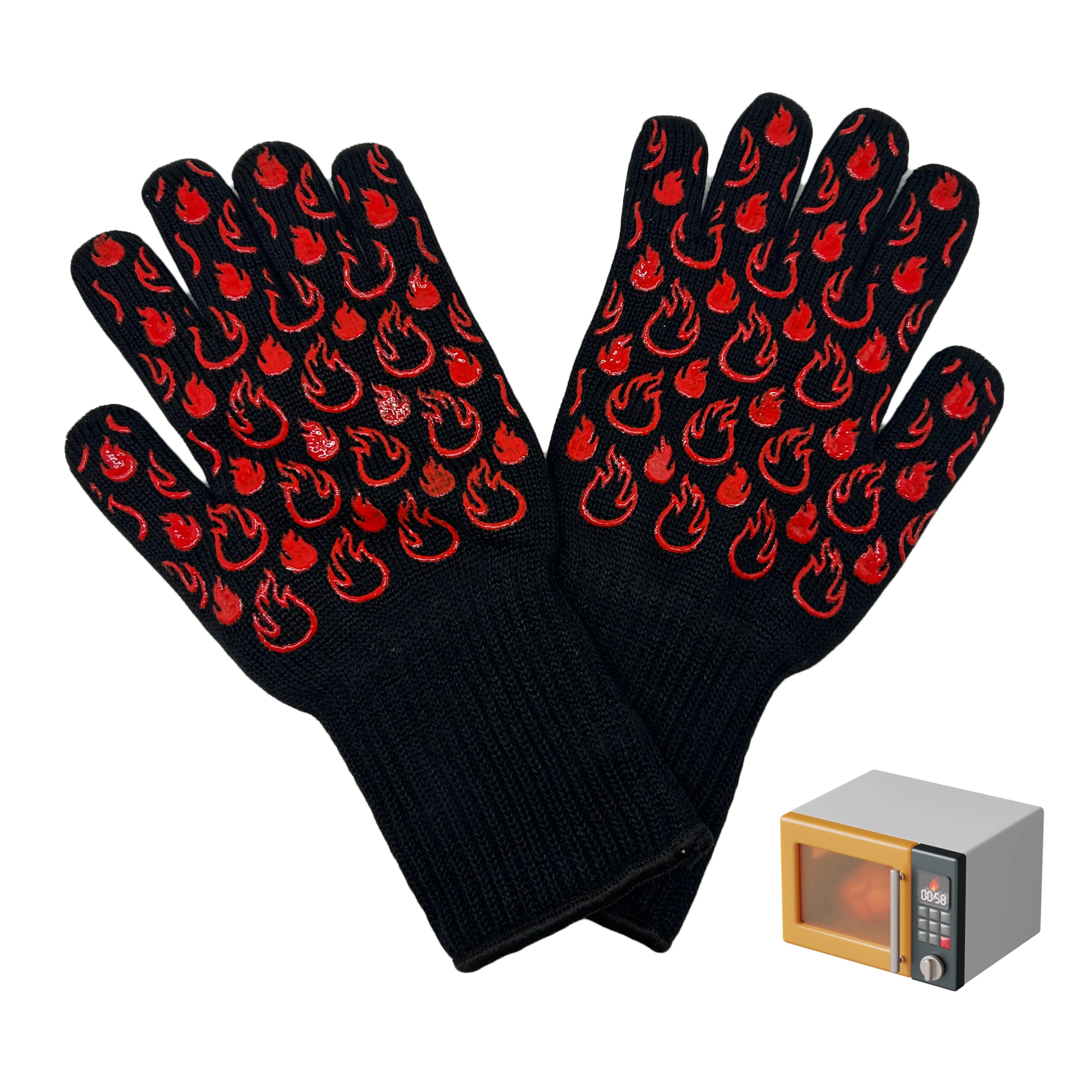 BBQ Gloves 1472 Degree F for 15 Seconds Oven Gloves Long Extended Grilling Kitchen Products for Barbecue Cooking Baking Cutting