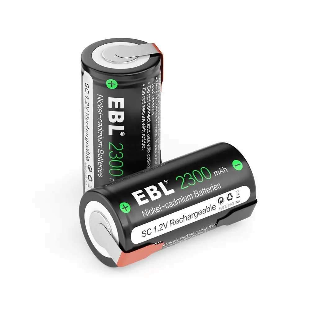  EBL 2300mAh Sub C Nicd Rechargeable Batteries 1.2V Flat Top Sub-C Cell With