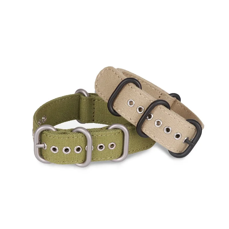 
Factory Supply High Quality Fashion PVD Buckle Zulu Ring One Piece OEM Beige Canvas Watchband Strap 