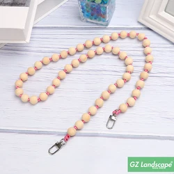 Дизайнерский ремешок для телефона с бусинами через плечо ремешок для смартфона Длинная Деревянная цепочка для мобильного телефона