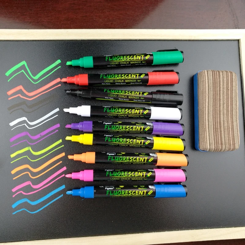 Reversible Tip Easy Wipe Off Electronic Fluorescent Marker Pen/Liquid Chalk on LED board glass