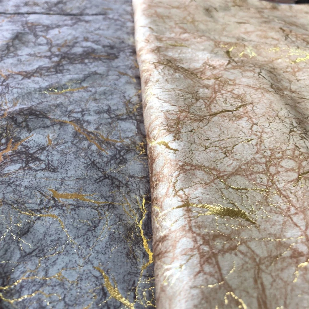 Factory 100% Polyester cloth italian upholstery Super gold Foil wax Prints Burnout velvet Gold Print fabric