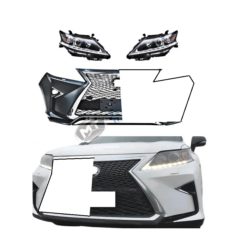 Maictop car conversion front bumper grill for RX RX270 RX350 RX450 2009-2015 upgrade to 2016-2019 bodykit with headlight