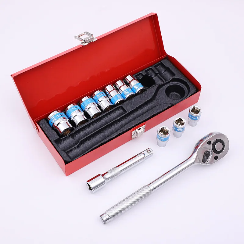 12Pcs Bike Torque Wrench Tool Set Socket Ratchet Wrench Socket Box Spanner Set