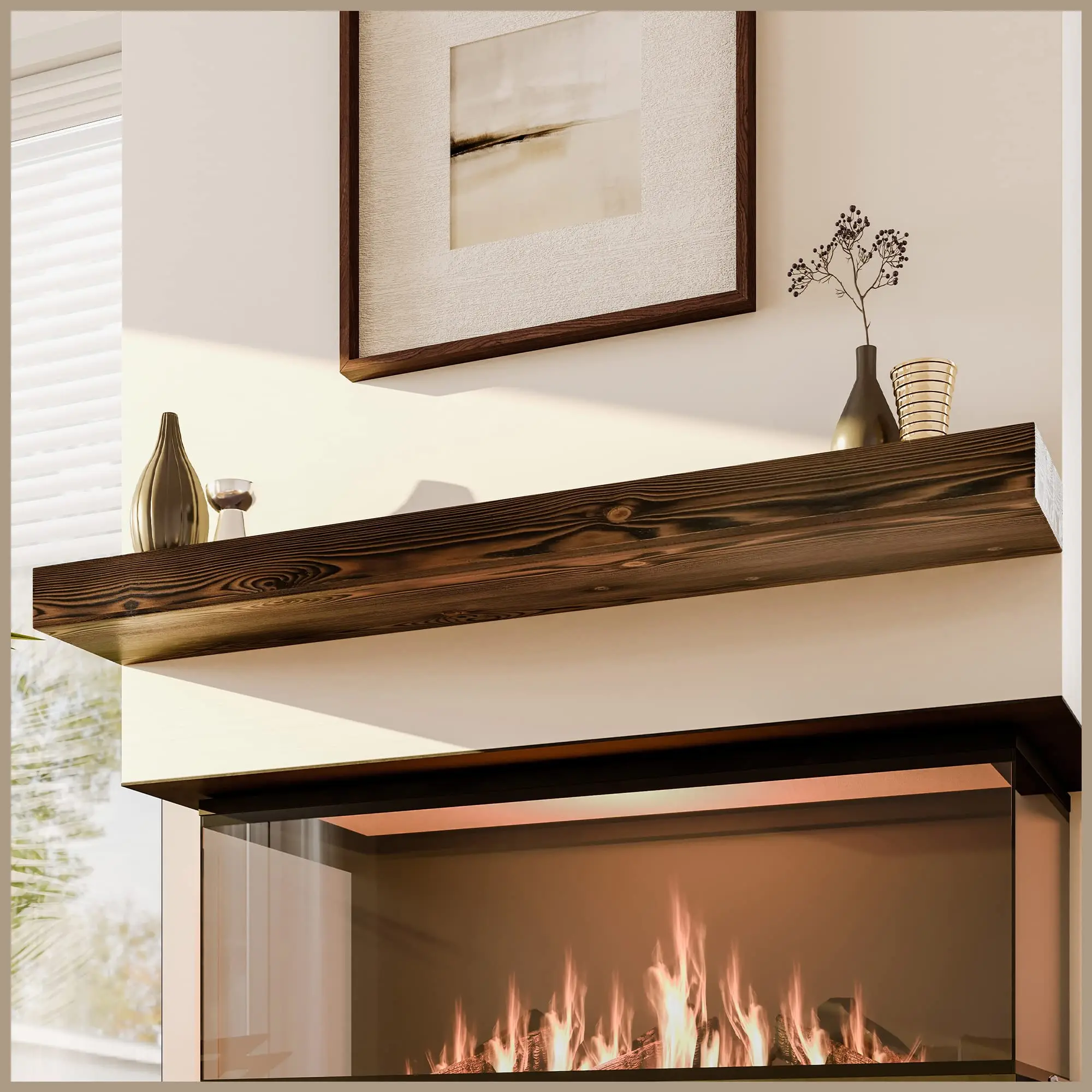 Wood Mantel Shelf with Corbels Beautiful Wooden Rustic Shelf Perfect for Electric Fireplaces and More