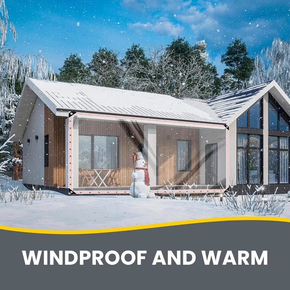 8 x 10 ft Clear Vinyl PVC Tarp Plastic Vinyl Curtain Transparent Patio for Window Sheets Garden Camping Tent Cover Porch Canopy