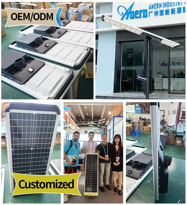 Anern 90w 100w integrated solar street lights with cctv camera