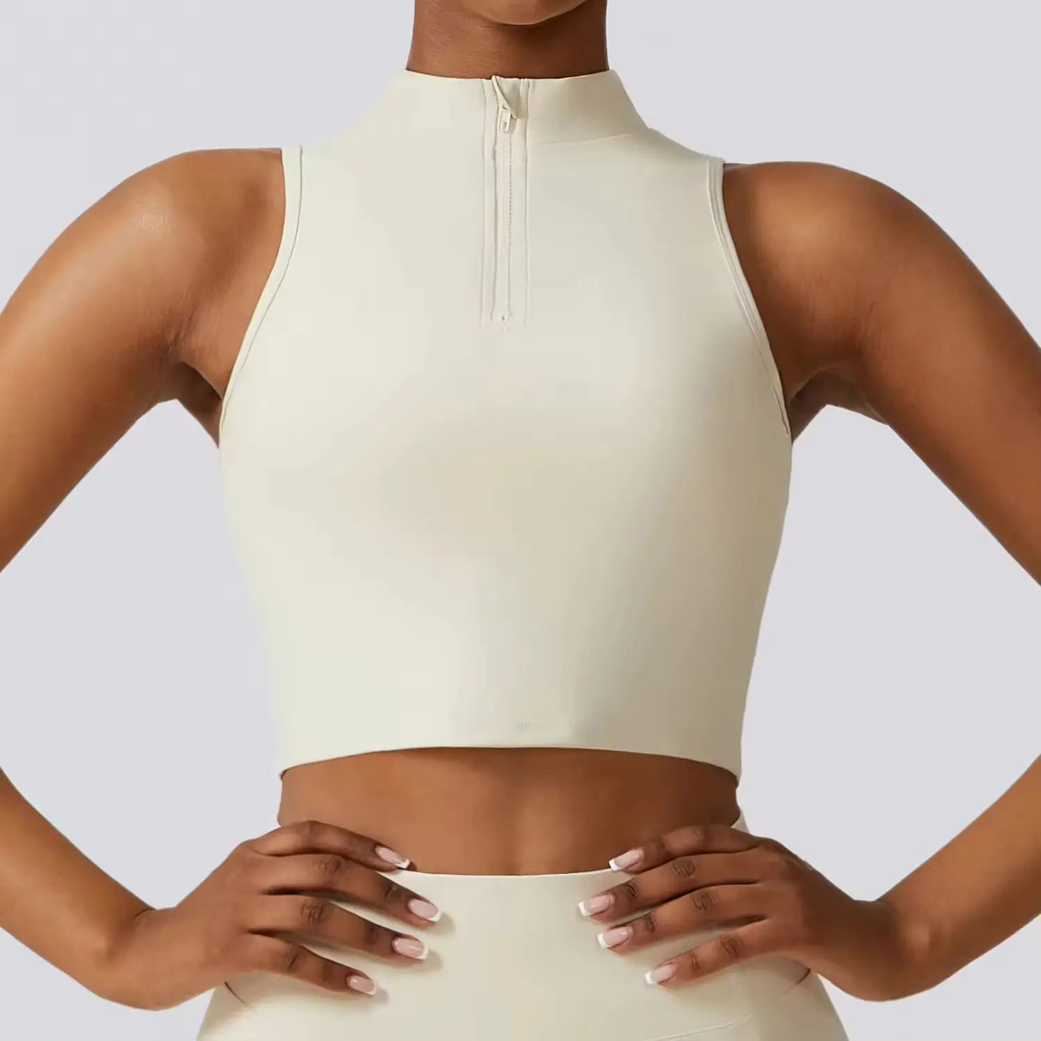 Zipper High Strength Sports Tank Top Shockproof Gathering Running Fitness Clothing Nude Feeling Tight Yoga Bra
