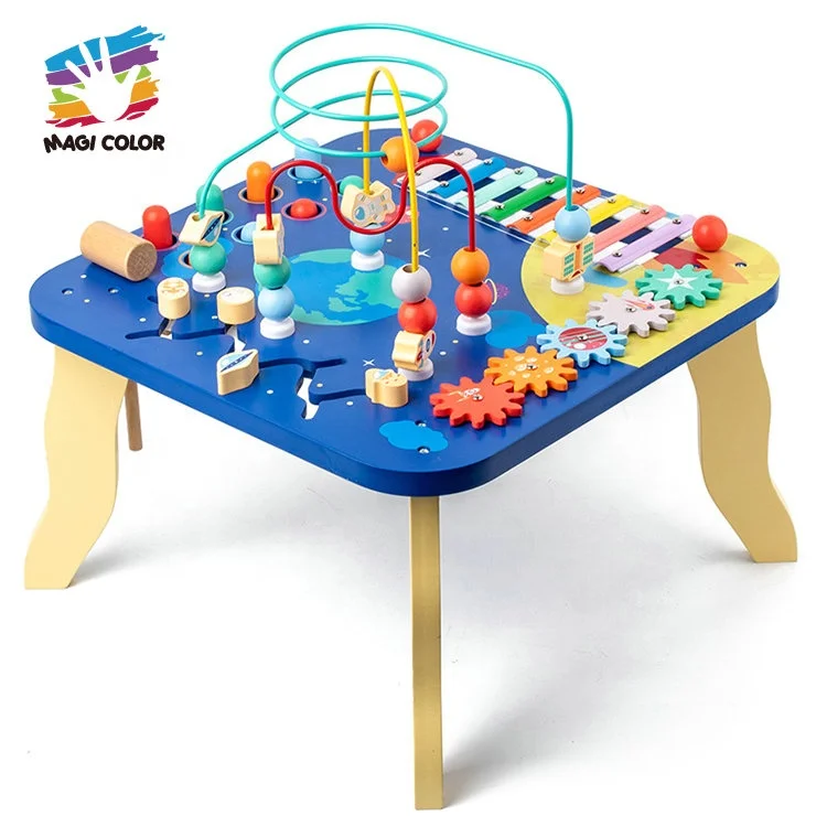 Montessori Activity Sensory Toy 5 in 1 Wooden Bead Maze Table for Kids W12D631