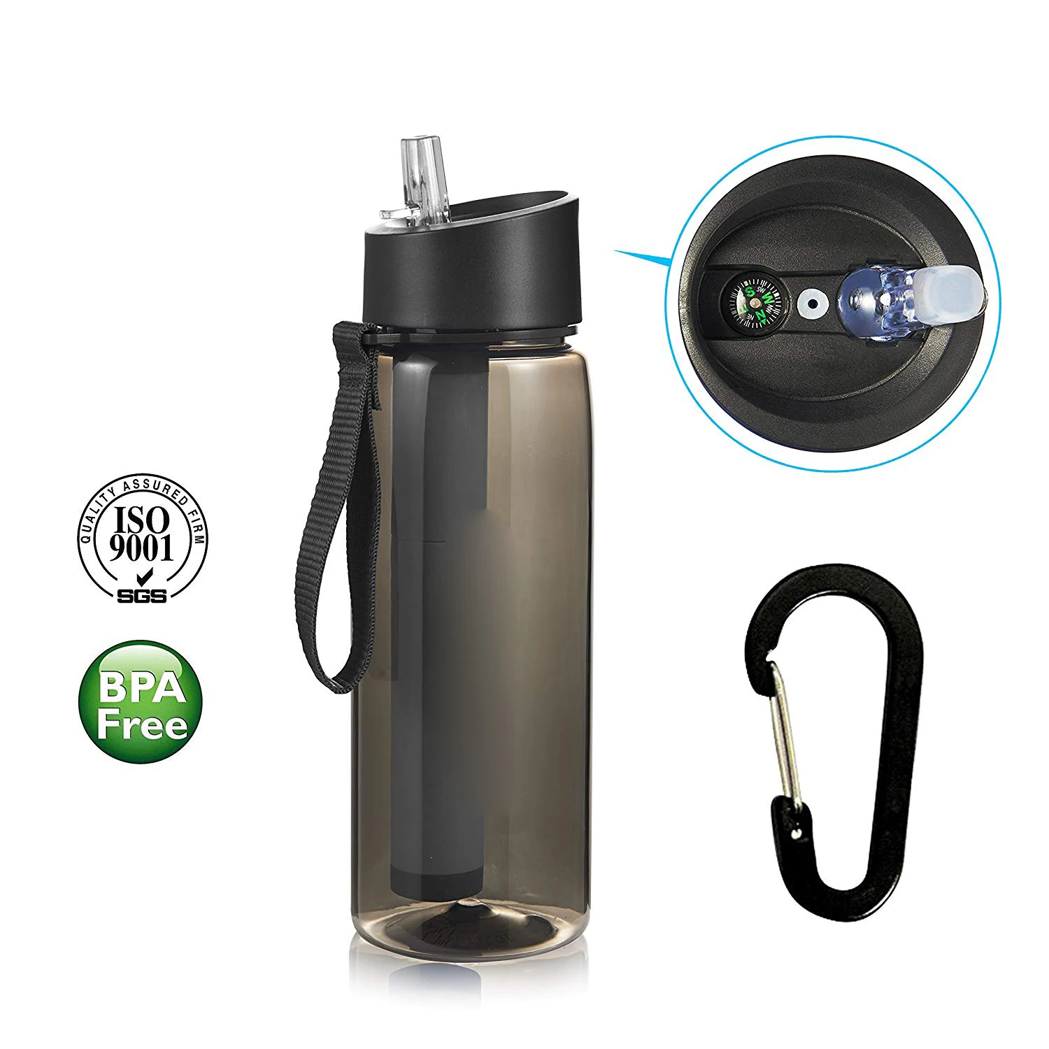 China Oem Outdoor Portable Logo Outdoor Drinking Replaceable Water Bottle Filtering System With Alkaline Filter