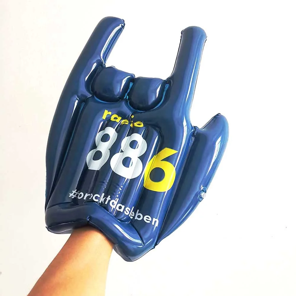 Advertising blue color inflatable fun hand with Logo sports game blow up cheering fingers
