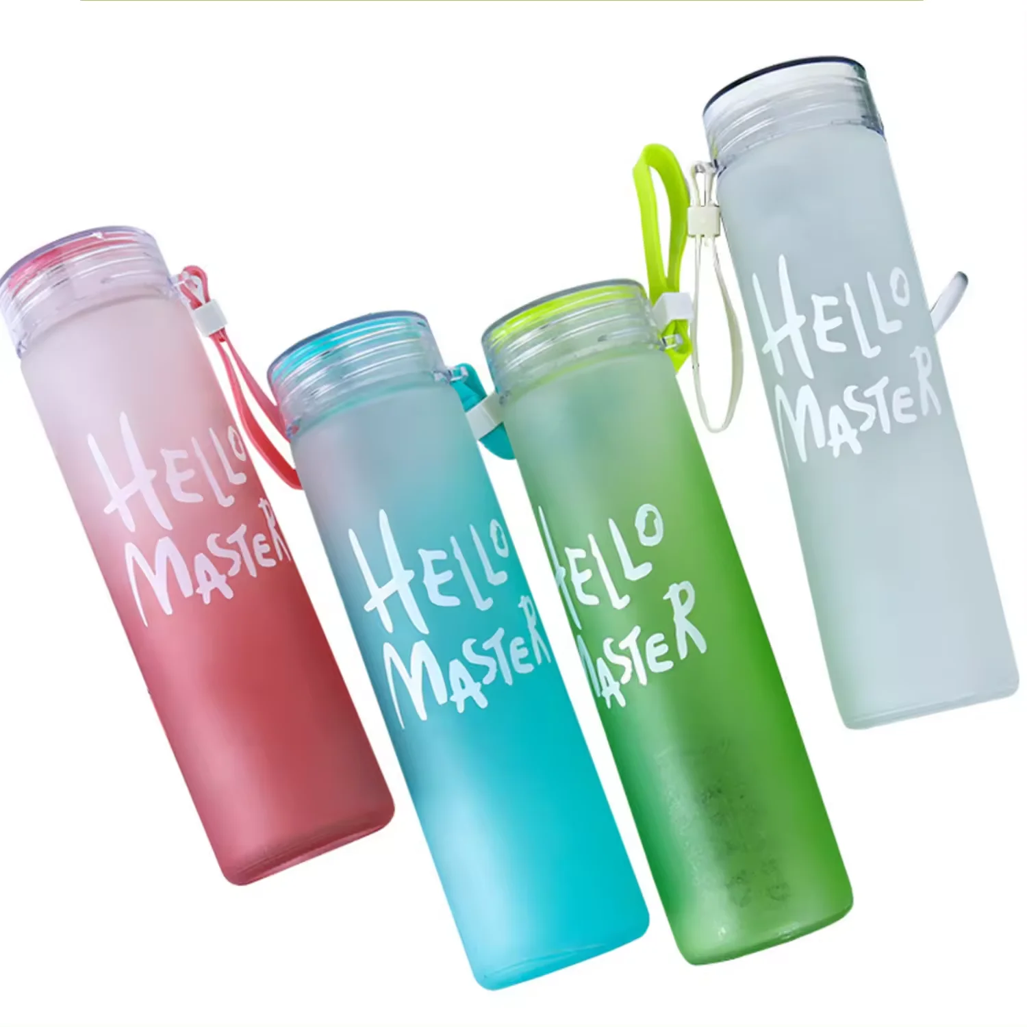 2024 Hot Sale Wholesale Colorful Glass Water Bottle Frosted Drinkware Cheap Glass Camp Water Bottles