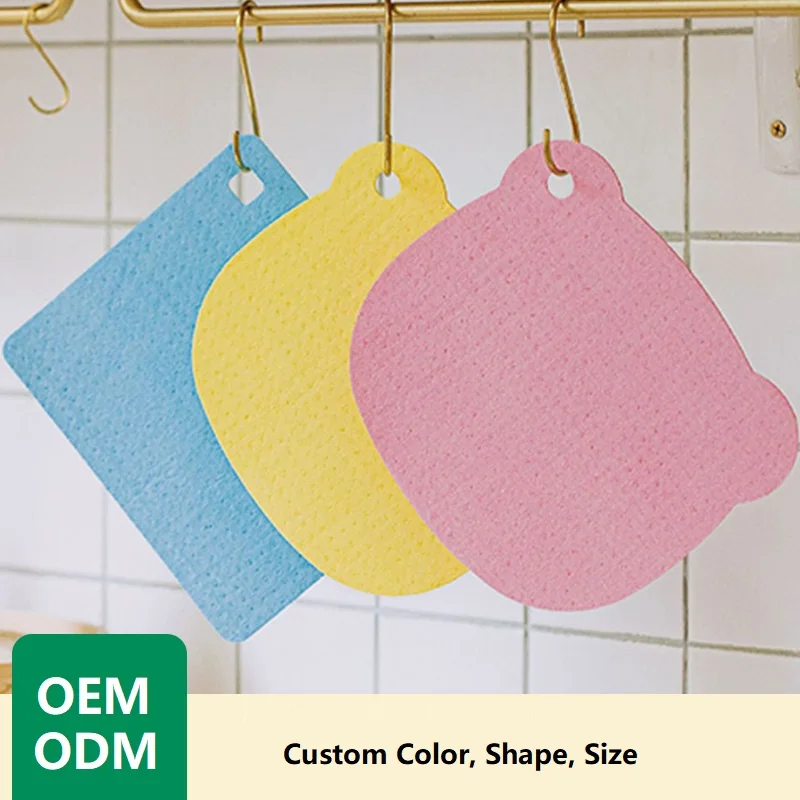 Kitchen Cleaning Wood Pulp Cotton Cloth Sponge Eco-friendly Reusable Cellulose Cotton Dish Sponge Cloth Swedish Dishcloth