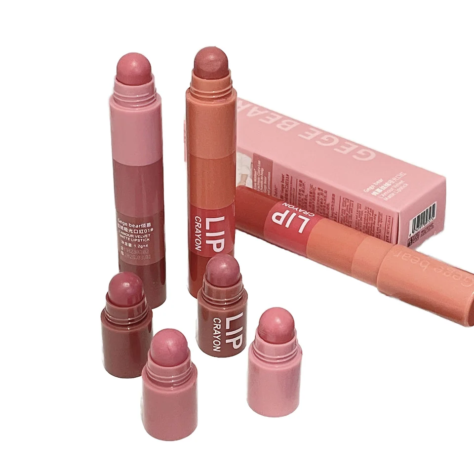 Private Label Makeup Lip Crayon Lipstick One Four Color Gradient Waterproof Long Lasting Velvet Formula Matte Lipstick Gloss